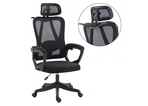 ΚΑΡΕΚΛΑ ΓΡΑΦΕΙΟΥ FRANTIC HM1224.01 ΜΑΥΡO MESH & ΠΟΛΥΠΡΟΠΥΛΕΝΙΟ 60x60x134Υεκ