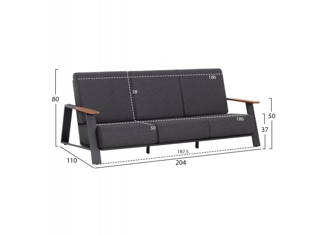 ΣΕΤ ΣΑΛΟΝΙ 4ΤΜΧ LAITH HM6551.01 ΑΛΟΥΜΙΝΙΟ & ΜΑΞΙΛΑΡΙΑ ΓΚΡΙ