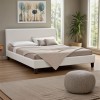 Κρεβάτι Nevil pakoworld 150x200 PU χρώμα λευκό ματ