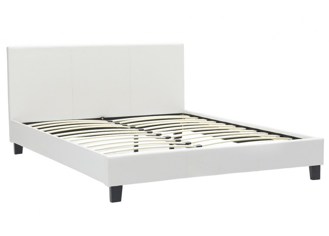Κρεβάτι Nevil pakoworld 150x200 PU χρώμα λευκό ματ