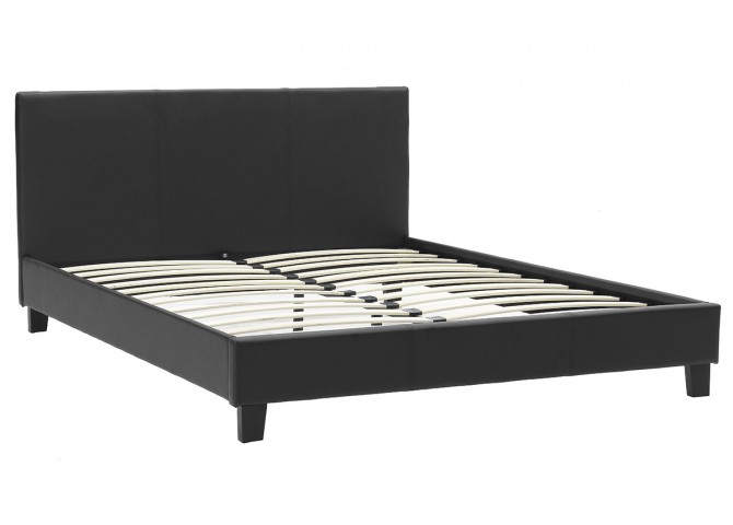 Κρεβάτι Nevil pakoworld 150x200 PU χρώμα μαύρο ματ