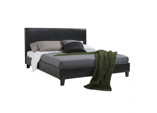 Κρεβάτι Nevil pakoworld 150x200 PU χρώμα μαύρο ματ
