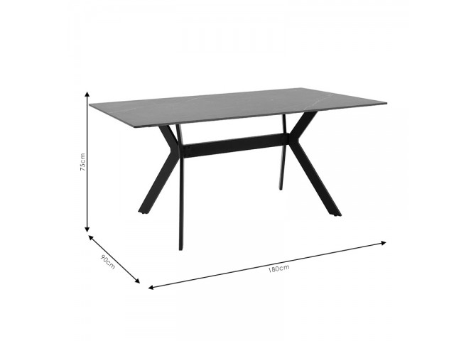 Τραπέζι Olivet pakoworld sintered stone μαύρο μαρμάρου-μαύρο 180x90x75εκ