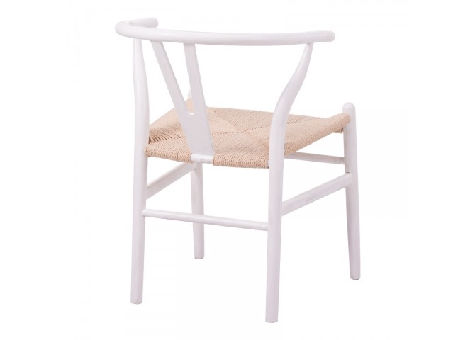 Καρέκλα Wishbone pakoworld rubberwood-σχοινί σε λευκή απόχρωση 53.5x57x74εκ