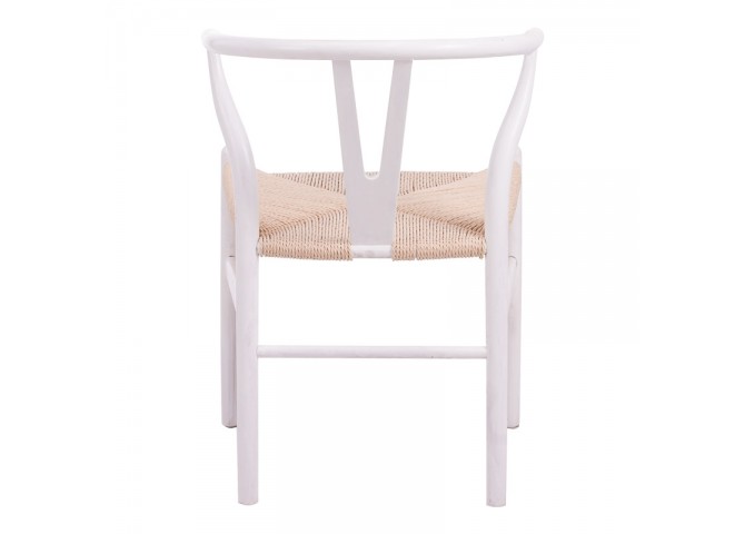 Καρέκλα Wishbone pakoworld rubberwood-σχοινί σε λευκή απόχρωση 53.5x57x74εκ