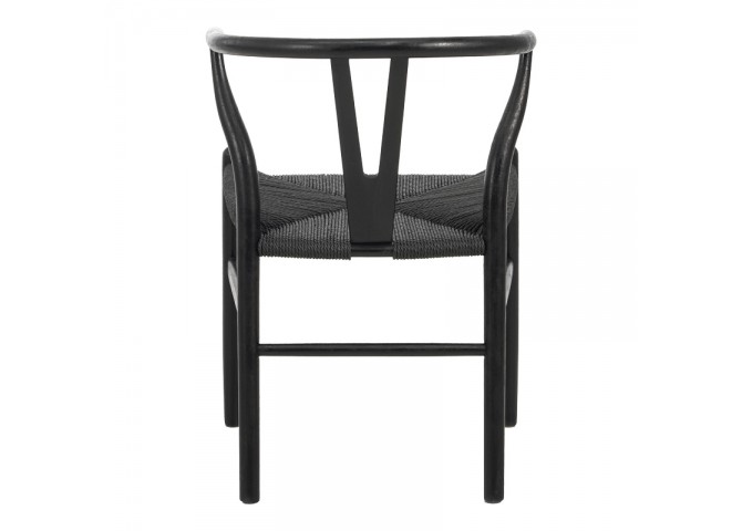 Καρέκλα Wishbone pakoworld rubberwood-σχοινί σε μαύρη απόχρωση 53.5x57x74εκ