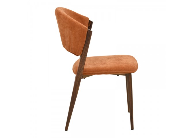 Καρέκλα Dolez pakoworld terracotta ύφασμα-πόδι καρυδί μέταλλο 49x58.5x82εκ