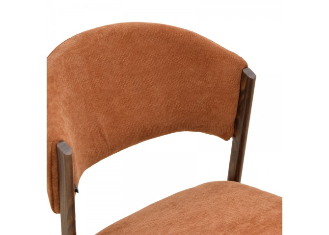 Καρέκλα Dolez pakoworld terracotta ύφασμα-πόδι καρυδί μέταλλο 49x58.5x82εκ
