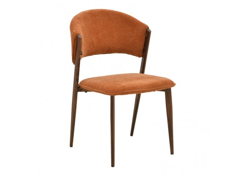 Καρέκλα Dolez pakoworld terracotta ύφασμα-πόδι καρυδί μέταλλο 49x58.5x82εκ