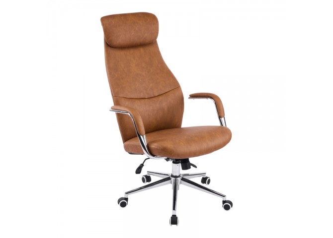 Καρέκλα γραφείου διευθυντή Ferka pakoworld καφέ pu 64x71x120-128εκ