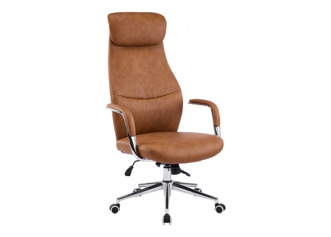 Καρέκλα γραφείου διευθυντή Ferka pakoworld καφέ pu 64x71x120-128εκ