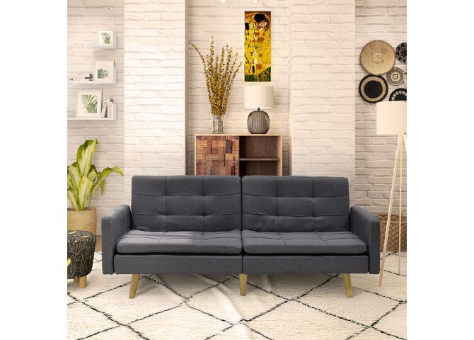 Καναπές-κρεβάτι Flexible pakoworld σε ανθρακί ύφασμα 198x87x76εκ