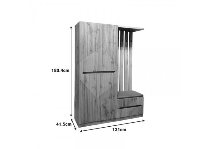 Έπιπλο εισόδου Zomie pakoworld σε oak απόχρωση 131x41.5x180.4εκ