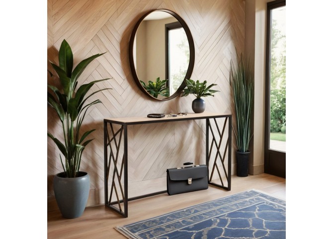 Κονσόλα Ivy pakoworld χρώμα καρυδί-μαύρο 120x35x75εκ