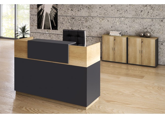 Γραφείο reception Lotus pakoworld σε χρώμα φυσικό - ανθρακί 180x70x110εκ