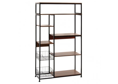Ραφιέρα επιδαπέδια Leena pakoworld μέταλλο dark oak-μαύρο 80x30x142εκ