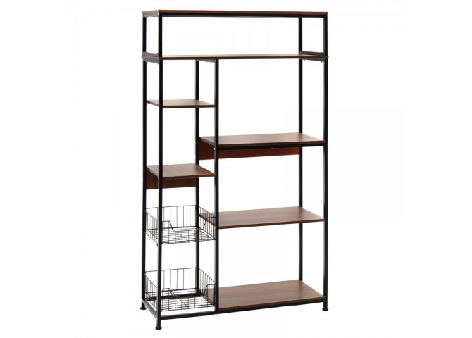 Ραφιέρα επιδαπέδια Leena pakoworld μέταλλο dark oak-μαύρο 80x30x142εκ