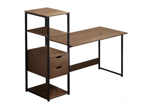 Γραφείο Zayn ΙΙ pakoworld με ραφιέρα-MDF καρυδί-μαύρο 107x40x110εκ