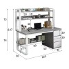 Γραφείο Soco pakoworld με ραφιέρα-MDF γκρι-λευκό 120x50x147εκ