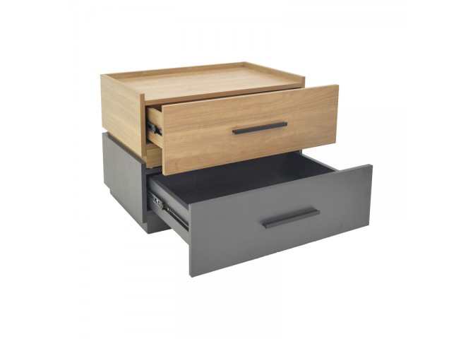 Κομοδίνο Sonlen pakoworld mdf σε sonoma-ανθρακί απόχρωση 60x40x44.5εκ