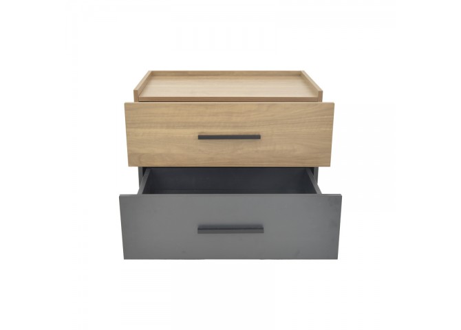 Κομοδίνο Sonlen pakoworld mdf σε sonoma-ανθρακί απόχρωση 60x40x44.5εκ
