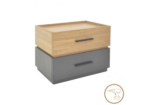Κομοδίνο Sonlen pakoworld mdf σε sonoma-ανθρακί απόχρωση 60x40x44.5εκ