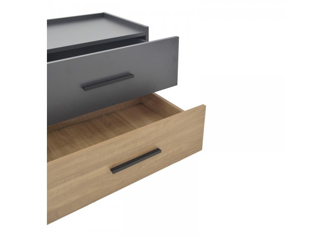 Κομοδίνο Sonlen pakoworld mdf σε sonoma-ανθρακί απόχρωση 60x40x44.5εκ