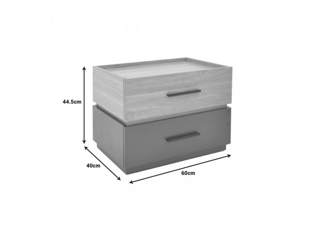 Κομοδίνο Sonlen pakoworld mdf σε sonoma-ανθρακί απόχρωση 60x40x44.5εκ