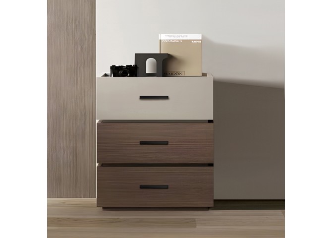 Κομοδίνο Sonlen pakoworld mdf σε καρυδί-μπεζ απόχρωση 60x40x66εκ