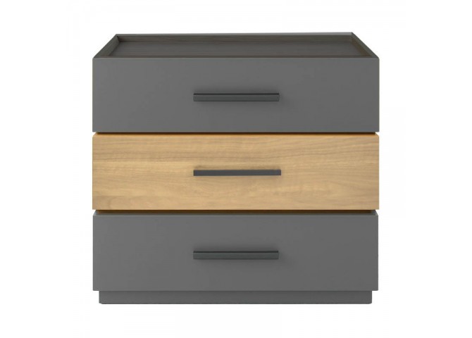 Κομοδίνο Sonlen pakoworld mdf σε sonoma-ανθρακί απόχρωση 60x40x66εκ