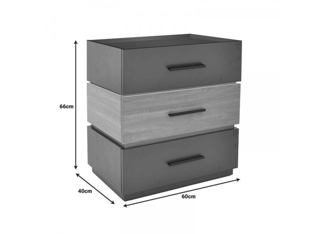 Κομοδίνο Sonlen pakoworld mdf σε sonoma-ανθρακί απόχρωση 60x40x66εκ