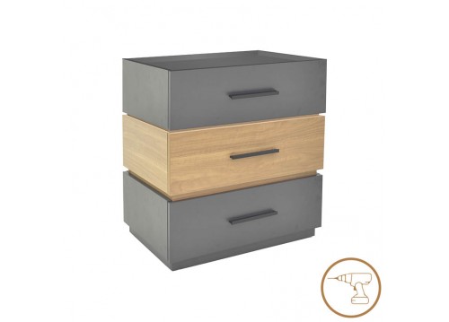 Κομοδίνο Sonlen pakoworld mdf σε sonoma-ανθρακί απόχρωση 60x40x66εκ