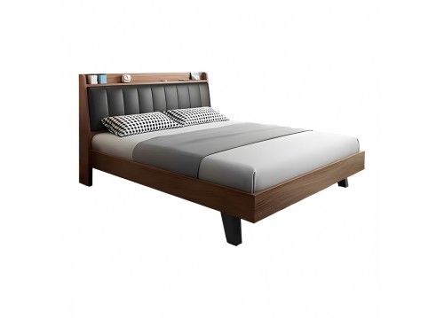 Κρεβάτι Frankly pakoworld mdf-pu σε καρυδί-μαύρο απόχρωση 150x200εκ