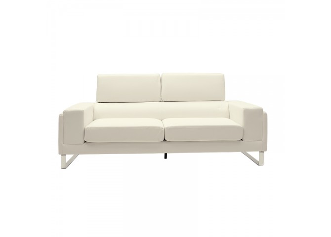 Καναπές Shea pakoworld 3θέσιος PU ivory-inox 198x80x87εκ