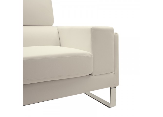 Καναπές Shea pakoworld 3θέσιος PU ivory-inox 198x80x87εκ