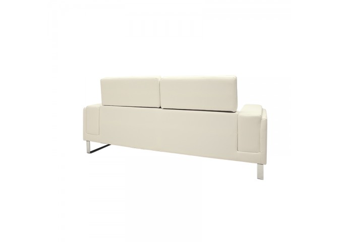 Καναπές Shea pakoworld 3θέσιος PU ivory-inox 198x80x87εκ