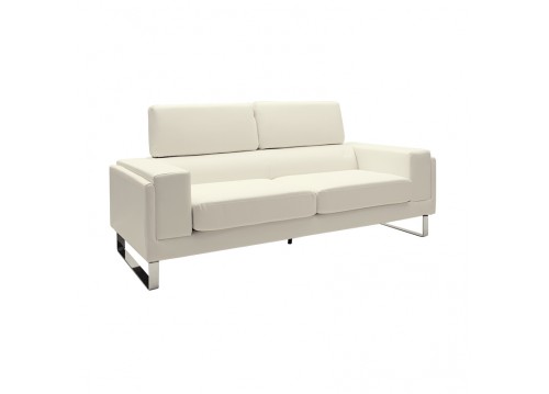 Καναπές Shea pakoworld 3θέσιος PU ivory-inox 198x80x87εκ