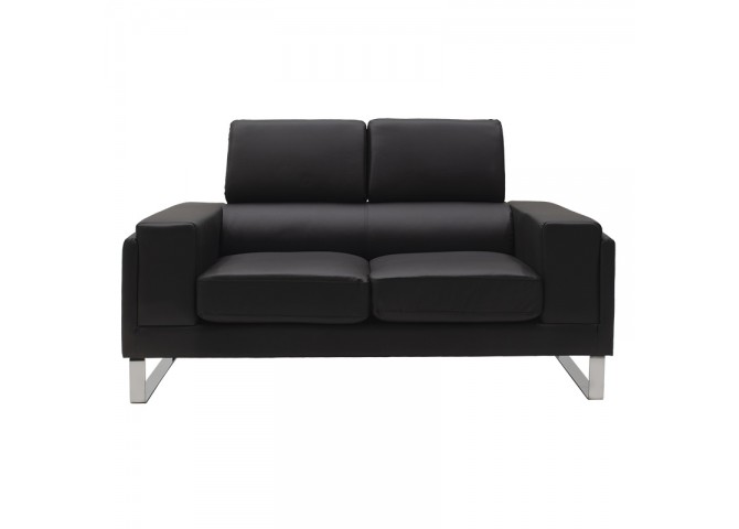 Καναπές Shea pakoworld 2θέσιος pu μαύρο-inox 158x80x87εκ