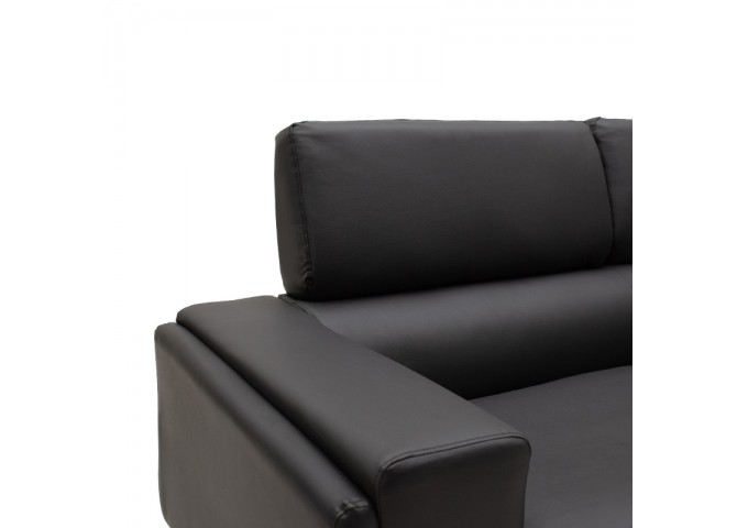 Καναπές Shea pakoworld 2θέσιος pu μαύρο-inox 158x80x87εκ