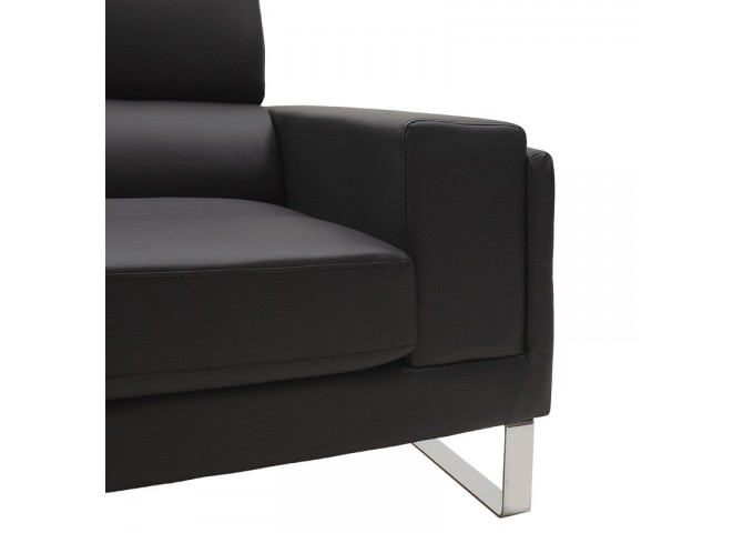 Καναπές Shea pakoworld 2θέσιος pu μαύρο-inox 158x80x87εκ