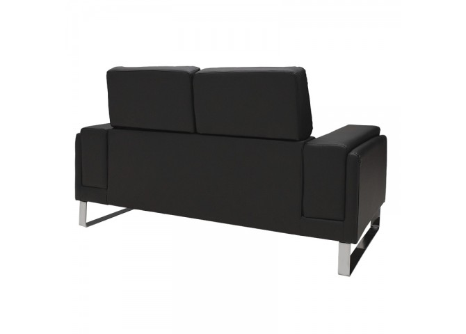 Καναπές Shea pakoworld 2θέσιος pu μαύρο-inox 158x80x87εκ