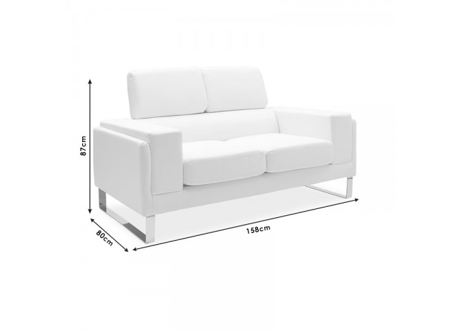 Καναπές Shea pakoworld 2θέσιος pu μαύρο-inox 158x80x87εκ