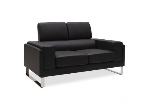Καναπές Shea pakoworld 2θέσιος pu μαύρο-inox 158x80x87εκ
