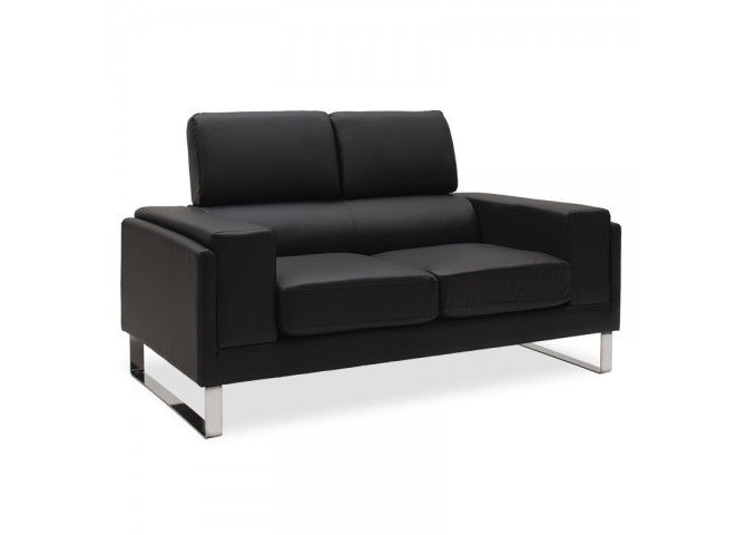 Καναπές Shea pakoworld 2θέσιος pu μαύρο-inox 158x80x87εκ