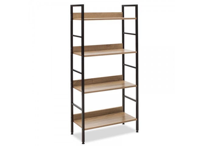 Βιβλιοθήκη- Ραφιέρα Ramon pakoworld φυσικό-μαύρο 60x28x125,5εκ