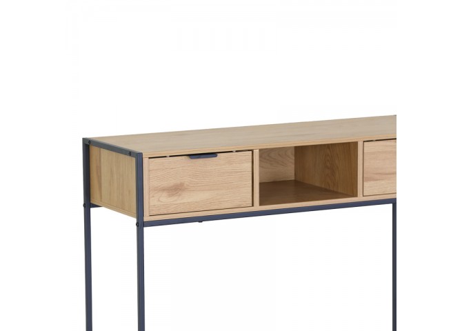 Κονσόλα Regando pakoworld σε oak απόχρωση με μαύρο μέταλλο 100x35x80εκ