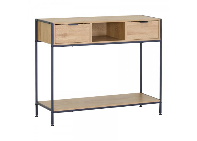 Κονσόλα Regando pakoworld σε oak απόχρωση με μαύρο μέταλλο 100x35x80εκ