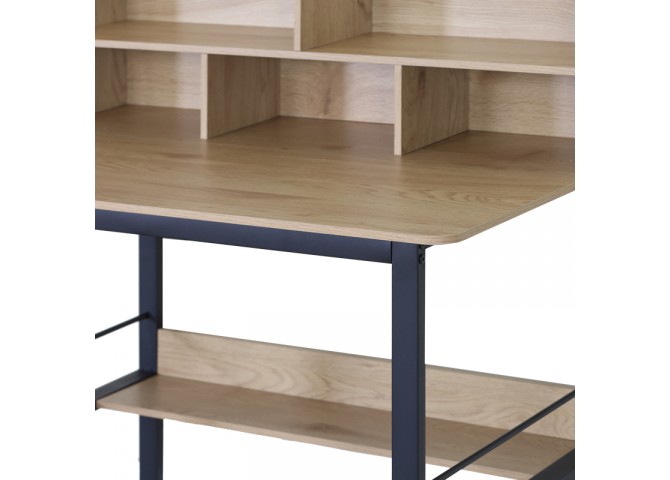 Γραφείο εργασίας Biuro pakoworld oak- μαύρο μέταλλο 120x60x103εκ