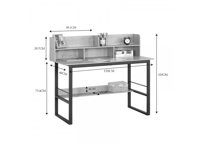 Γραφείο εργασίας Biuro pakoworld oak- μαύρο μέταλλο 120x60x103εκ