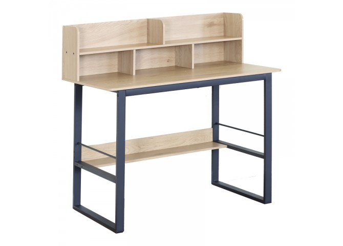 Γραφείο εργασίας Biuro pakoworld oak- μαύρο μέταλλο 120x60x103εκ